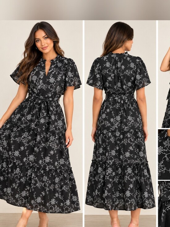 Sugarlips Dresses & Skirts - Sugarlips Black Floral Tiered Maxi Dress with Self Tie